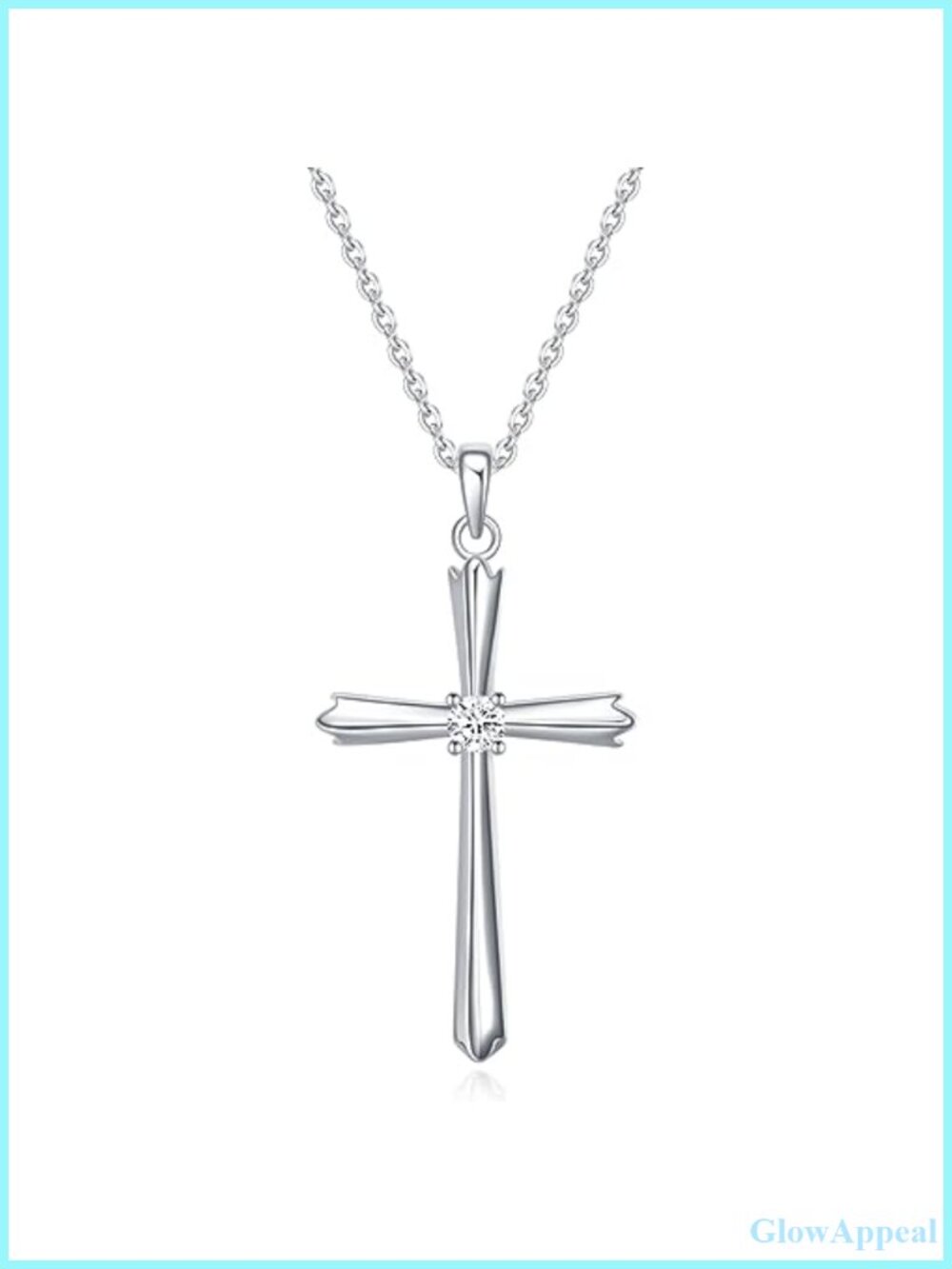 925 Sterling Silver Cross Necklace Cubic Zirconia Pendant 18 Inch Women